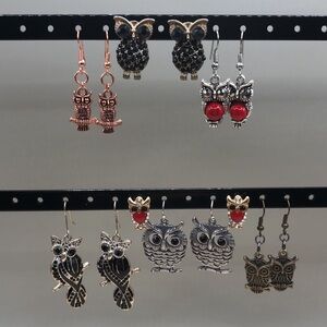 Bundle lot 7 owl birds earrings variety boho post stud dangle drop